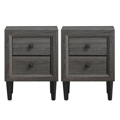 2PCS Nightstand W/2 Drawer Multipurpose, Gray Nightstands at Gallery Canada