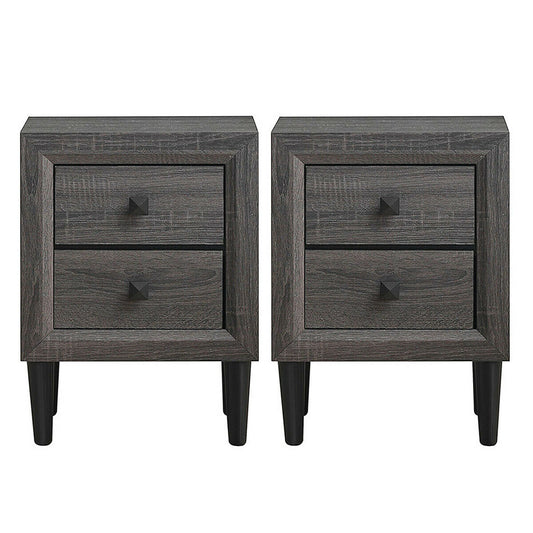 2PCS Nightstand, 2 Drawer Multipurpose, Gray