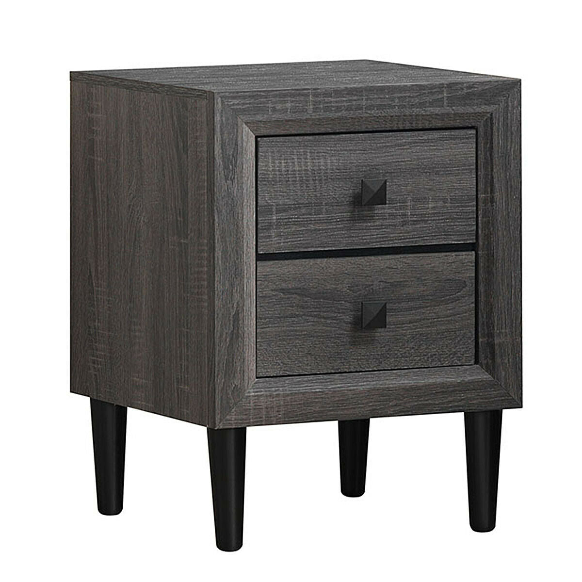 2PCS Nightstand W/2 Drawer Multipurpose, Gray Nightstands at Gallery Canada