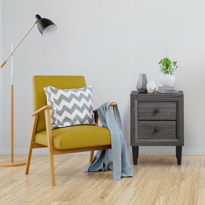 2PCS Nightstand W/2 Drawer Multipurpose, Gray Nightstands at Gallery Canada