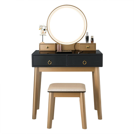 Makeup Vanity Table Set, 3 Color Lighting, Black Makeup Vanities Black at Gallery Canada
