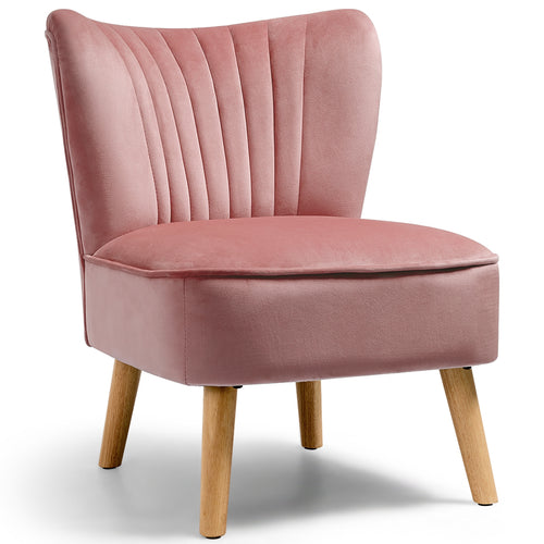 Modern Armless Velvet Accent Chair, Pink