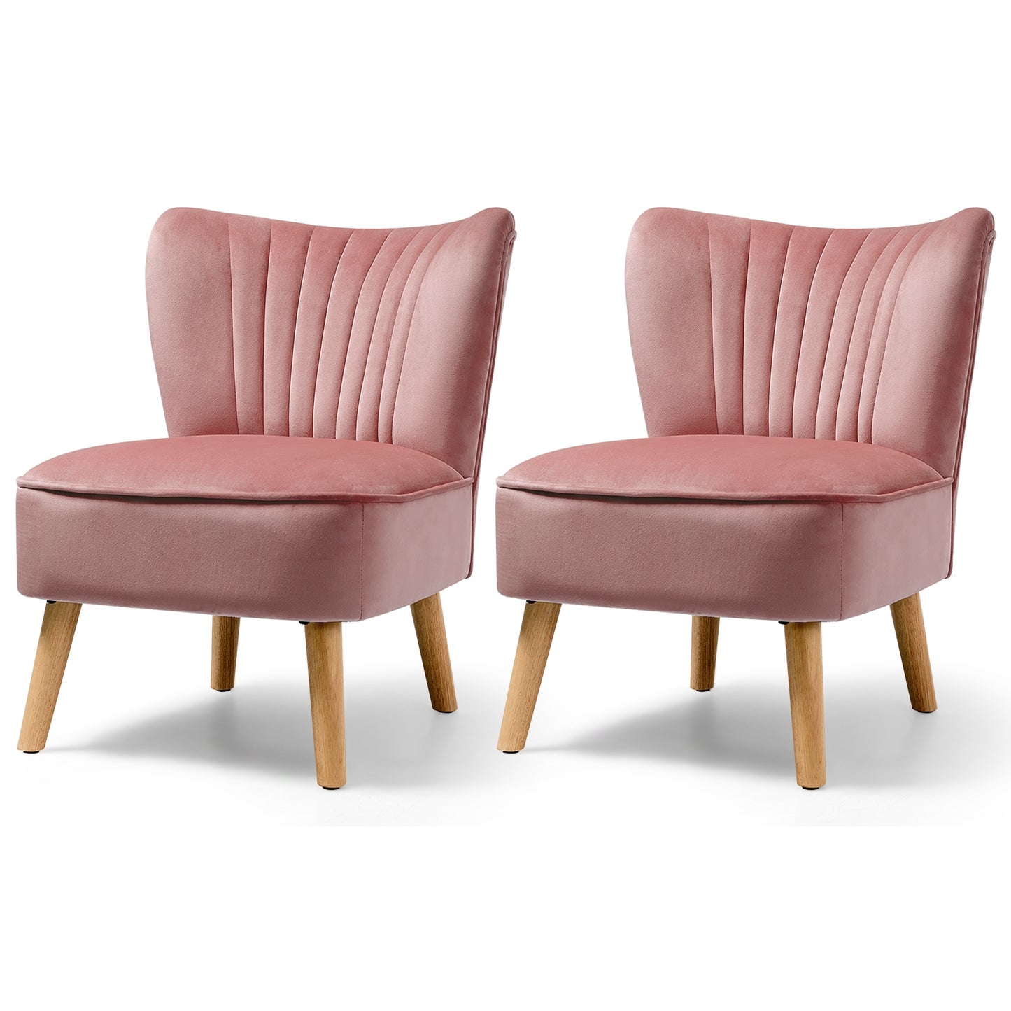 Modern Armless Velvet Accent Chair with Wood Legs, Pink Accent Chairs at Gallery Canada