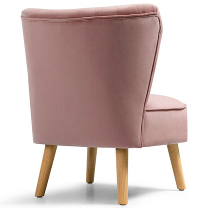 Modern Armless Velvet Accent Chair with Wood Legs, Pink Accent Chairs at Gallery Canada