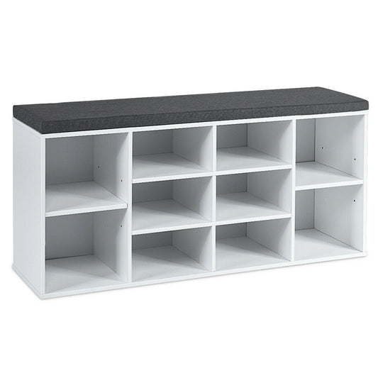10-Cube Organizer, Entryway Shoe Storage Bench, White Shoe Racks & Storage Benches White at Gallery Canada
