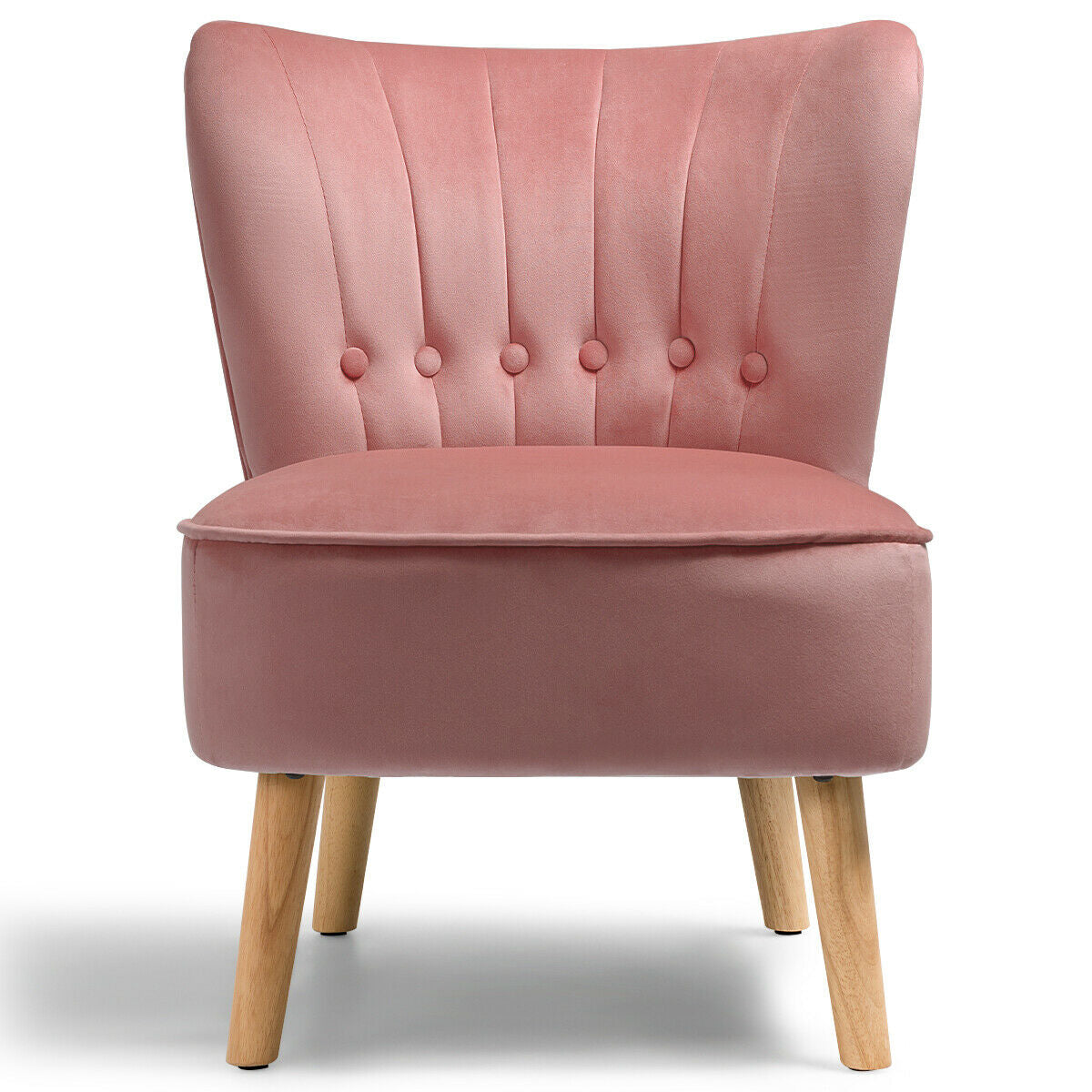 Armless Accent Chair Tufted Velvet Leisure Chair, Pink Accent Chairs at Gallery Canada