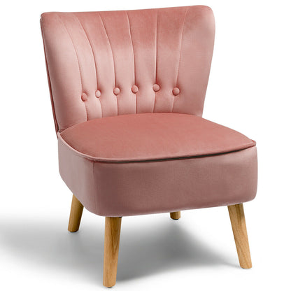 Armless Accent Chair Tufted Velvet Leisure Chair, Pink Accent Chairs at Gallery Canada