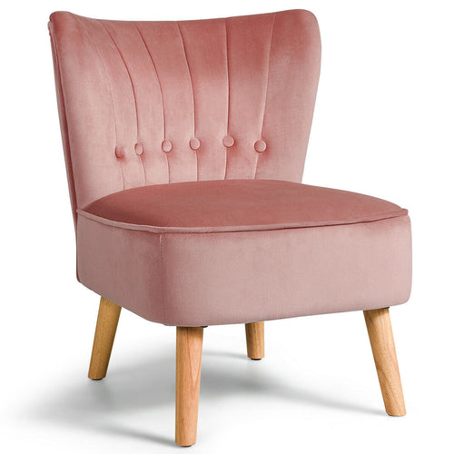 Armless Accent Chair Tufted Velvet Leisure Chair, Pink