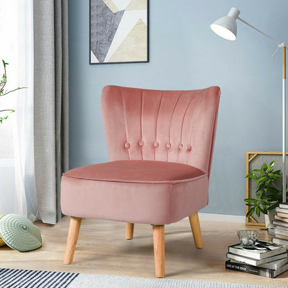 Armless Accent Chair Tufted Velvet Leisure Chair, Pink Accent Chairs at Gallery Canada