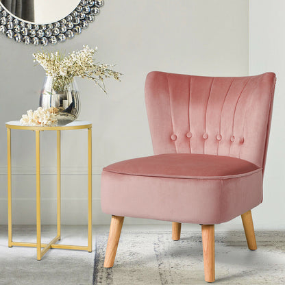 Armless Accent Chair Tufted Velvet Leisure Chair, Pink Accent Chairs at Gallery Canada