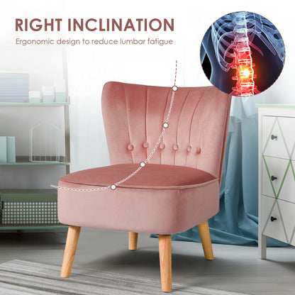 Armless Accent Chair Tufted Velvet Leisure Chair, Pink Accent Chairs at Gallery Canada