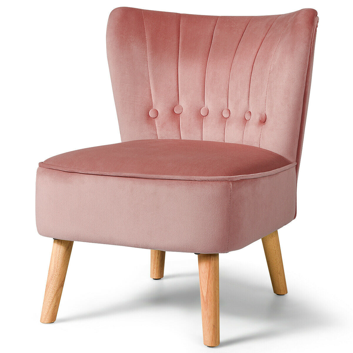 Armless Accent Chair Tufted Velvet Leisure Chair, Pink Accent Chairs at Gallery Canada