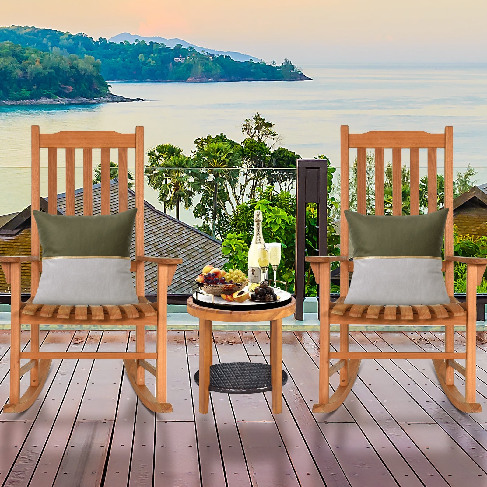 Outdoor Rocking Chair Single Rocker for Patio Deck, Natural Patio Rocking Chairs & Gliders at Gallery Canada