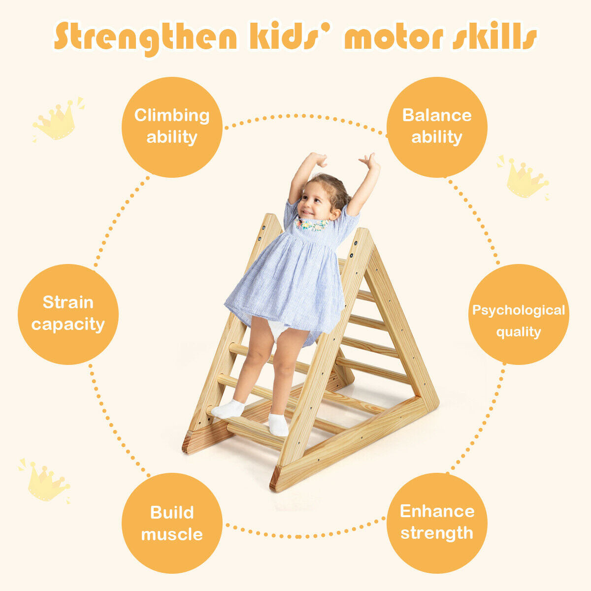 Wooden Triangle Climber for Toddler Step Training, Natural Climbers & Slides at Gallery Canada