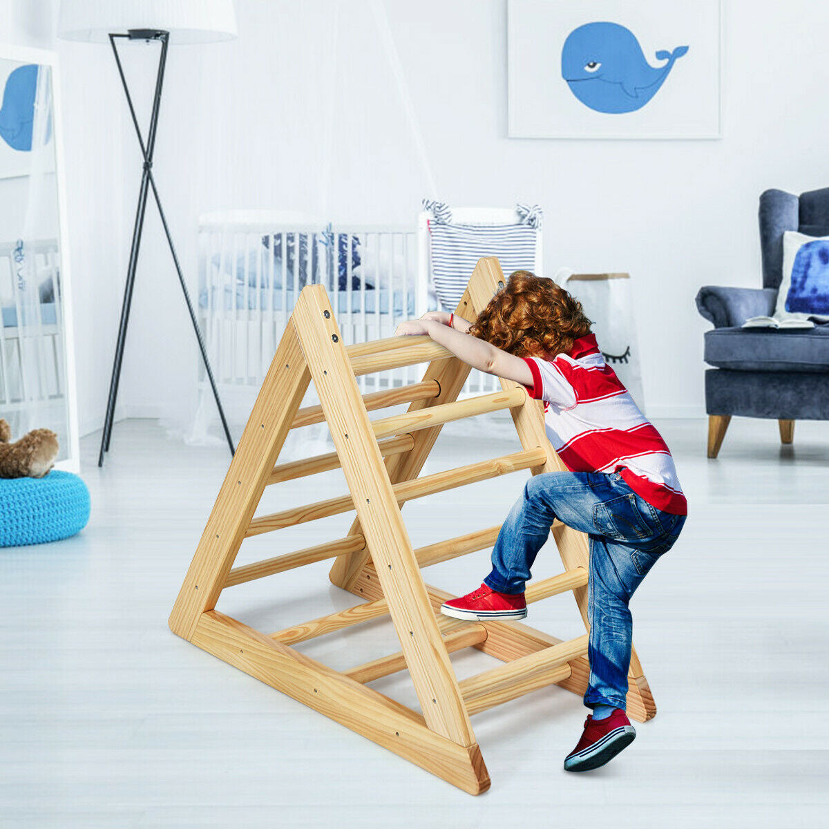 Wooden Triangle Climber for Toddler Step Training, Natural Climbers & Slides at Gallery Canada