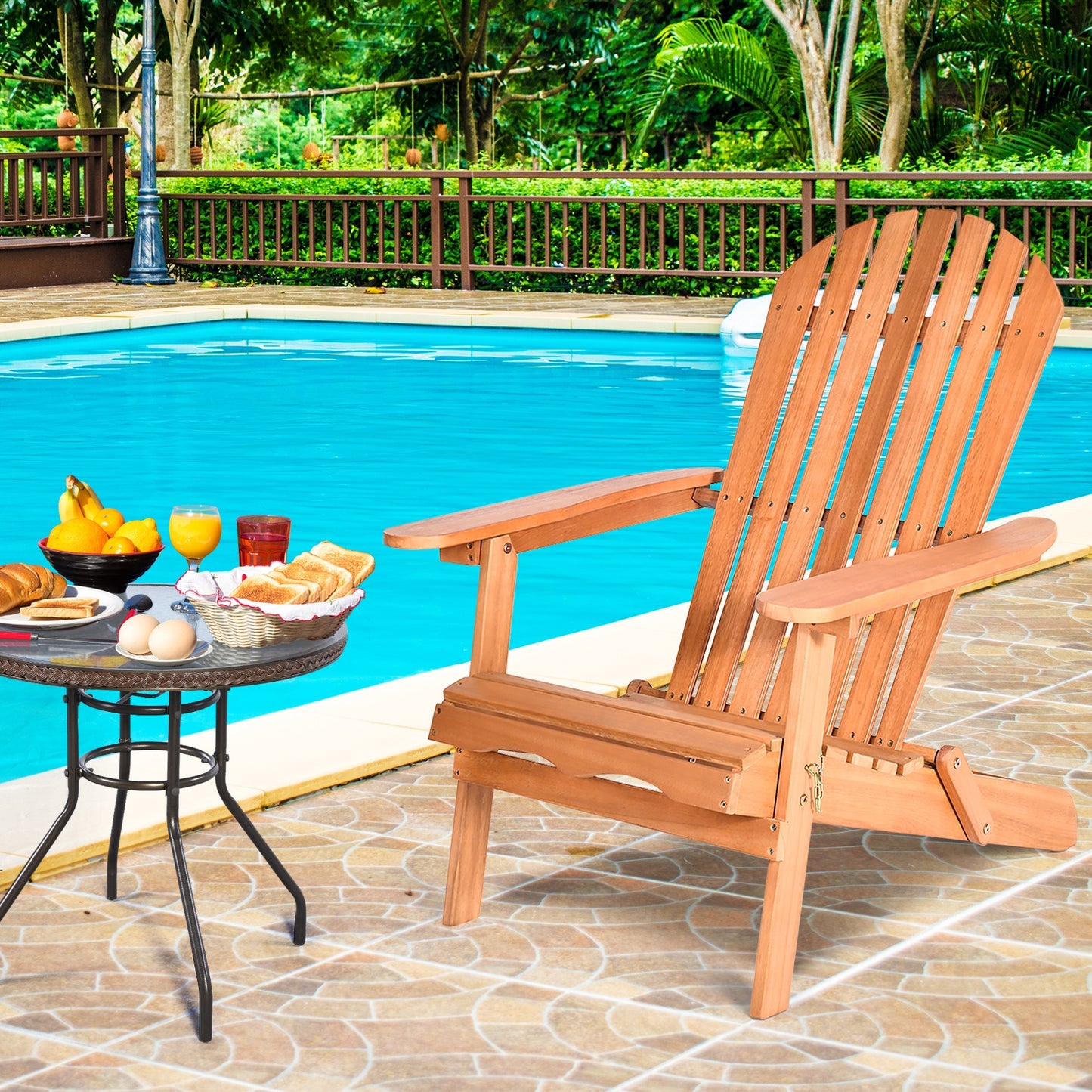Foldable Outdoor Wood Lounger Chair, Natural Adirondack Chairs at Gallery Canada