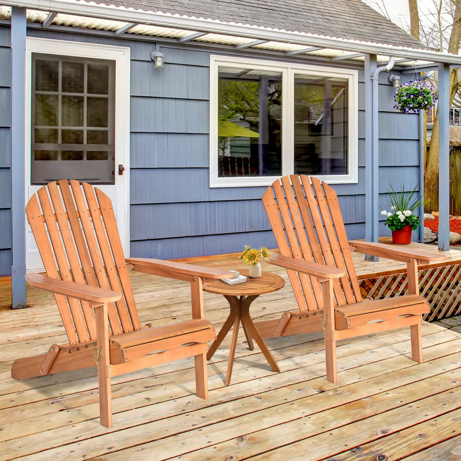 Foldable Outdoor Wood Lounger Chair, Natural Adirondack Chairs at Gallery Canada