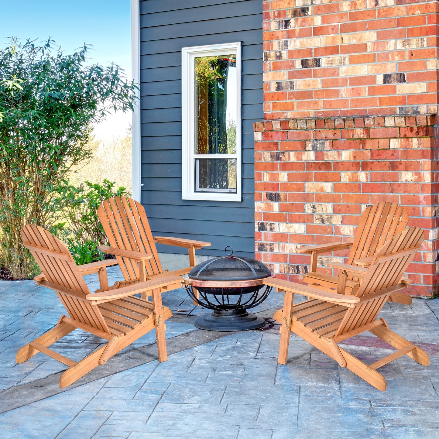 Foldable Outdoor Wood Lounger Chair, Natural Adirondack Chairs at Gallery Canada