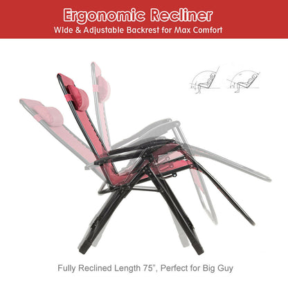 Oversize Lounge Chair Patio Heavy Duty Folding Recliner, Dark Red Beach & Lawn Chairs at Gallery Canada