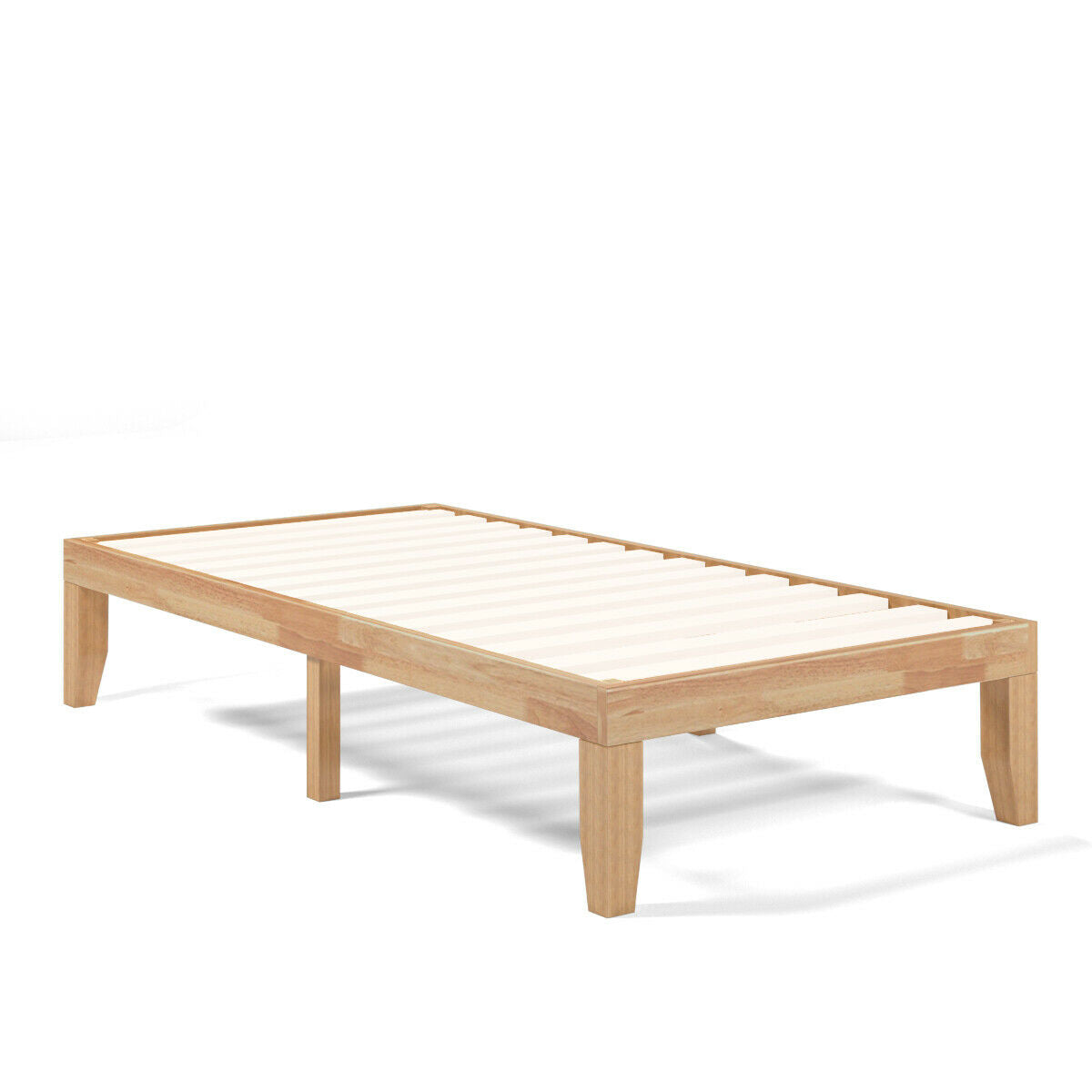 Twin Size 14 Inch Wooden Slats Bed Mattress Frame, Natural Simple Bed Frame at Gallery Canada