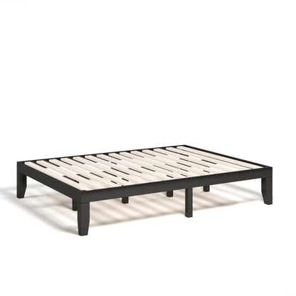 Queen Size 14 Inch Wooden Bed Mattress Frame, Brown Simple Bed Frame at Gallery Canada