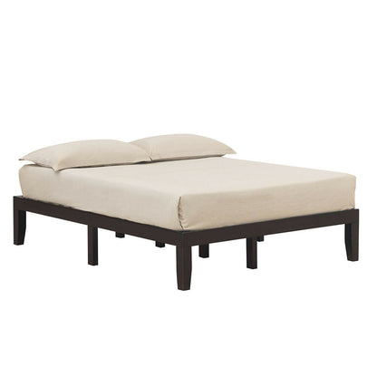 Queen Size 14 Inch Wooden Bed Mattress Frame, Brown Simple Bed Frame at Gallery Canada