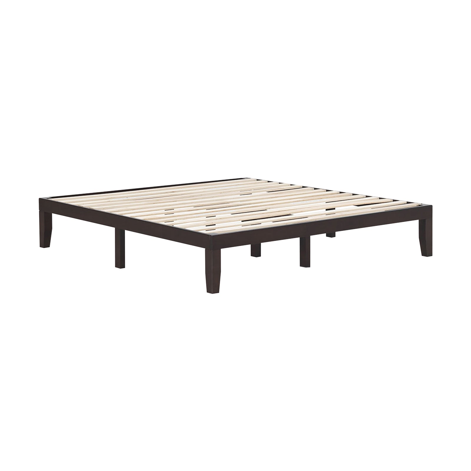 14 Inch King Size Wood Platform Bed Frame, Brown Simple Bed Frame Brown at Gallery Canada