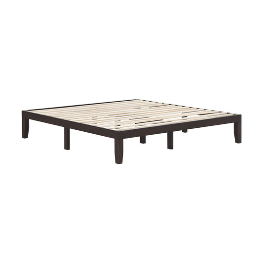 14 Inch King Size Wood Platform Bed Frame, Brown Simple Bed Frame Brown at Gallery Canada