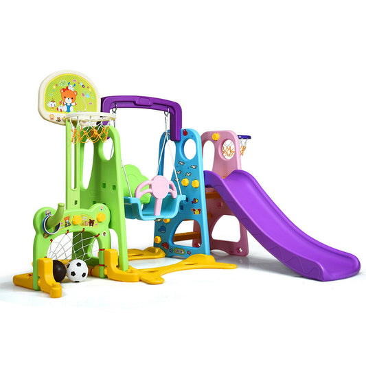 6-In-1 Climber Swing Basketball Hoop Football Gate, Multicolor Climbers & Slides Multicolor at Gallery Canada