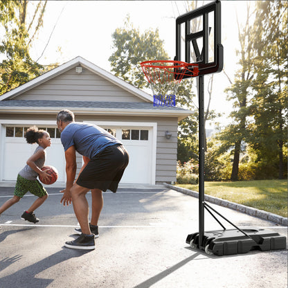 4.4-10 Feet Portable Basketball Hoop Adjustable with 2 Wheels and Fillable Base, Black Sport Equipments at Gallery Canada