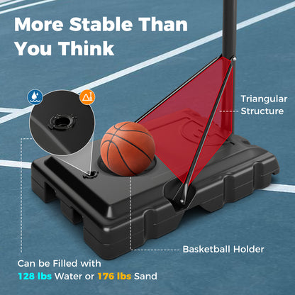 4.4-10 Feet Portable Basketball Hoop Adjustable with 2 Wheels and Fillable Base, Black Sport Equipments at Gallery Canada