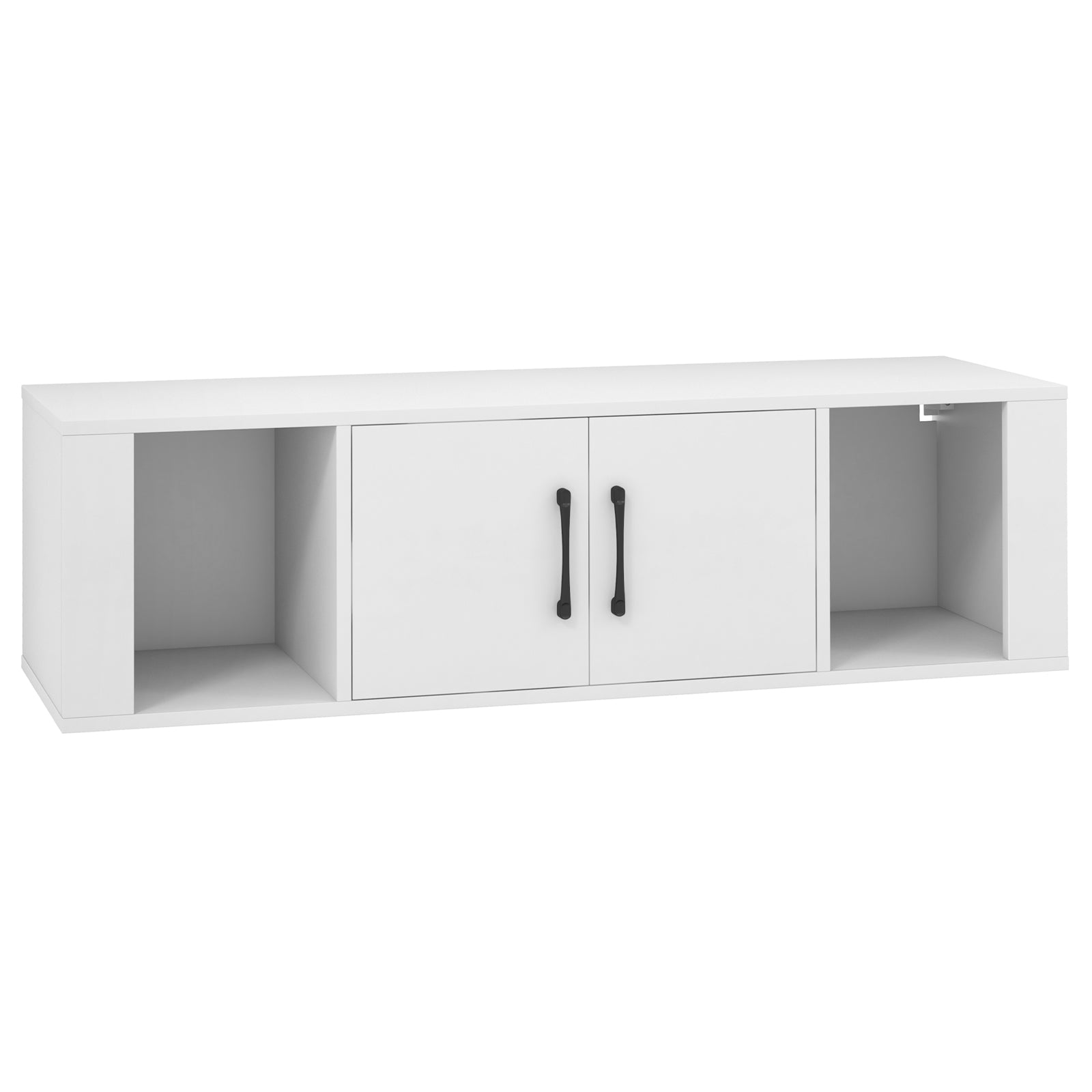 Wall Mounted Floating Desk Hutch, 2 Door Storage Shelves, White Living Room White at Gallery Canada