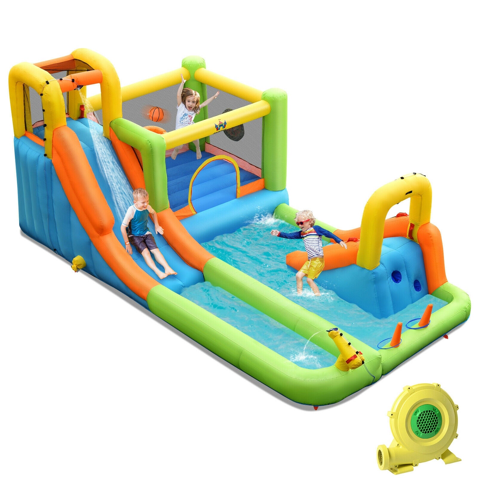 8-in-1 Inflatable Water Slide Bounce House, Splash Pool, 735W Blower Bounce House Options at Gallery Canada