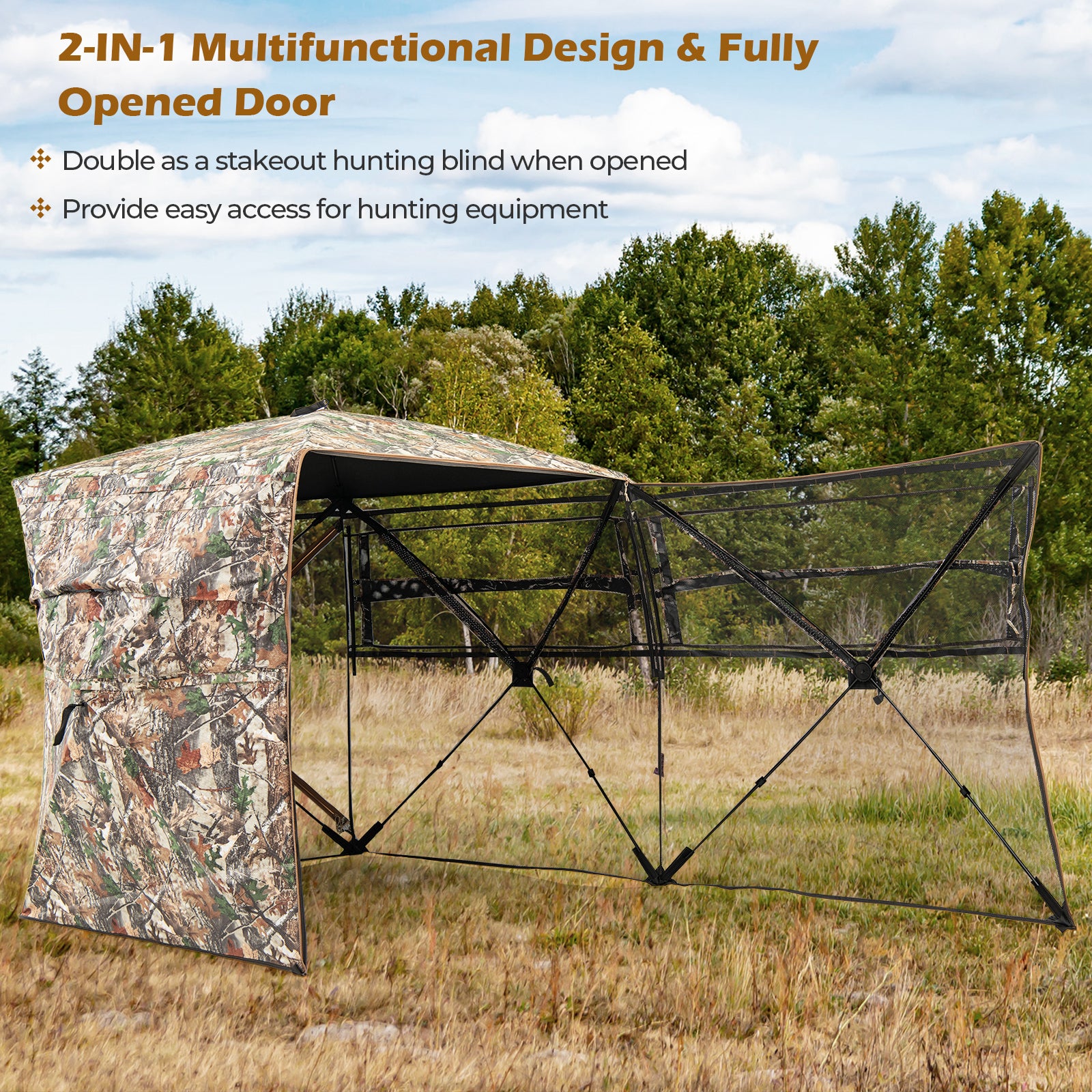 360° One Way See Through Hunting Blind Ground Blind with Portable Carrying Bag, Camouflage Tents at Gallery Canada