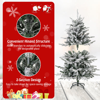 4.5 ft Flocked Christmas Tree, 8 Lighting Modes, Multi-Color LED Lights, Green Christmas Tree at Gallery Canada