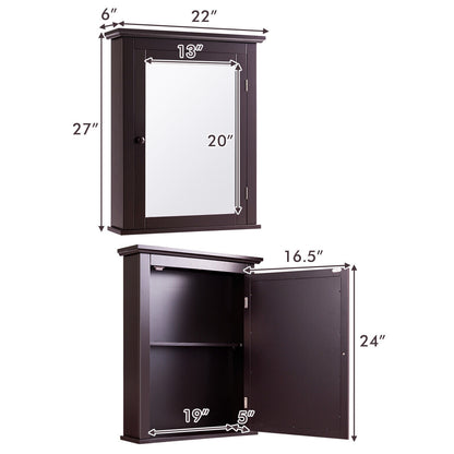 Bathroom Wall Mounted Storage Mirror Medicine Cabinet, Brown Wall Cabinets at Gallery Canada