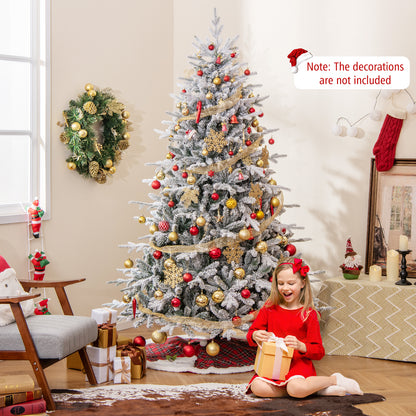 7 Feet Flocked Christmas Tree, 8 Lighting Modes, Multi-Color LED Lights, Green Christmas Tree at Gallery Canada