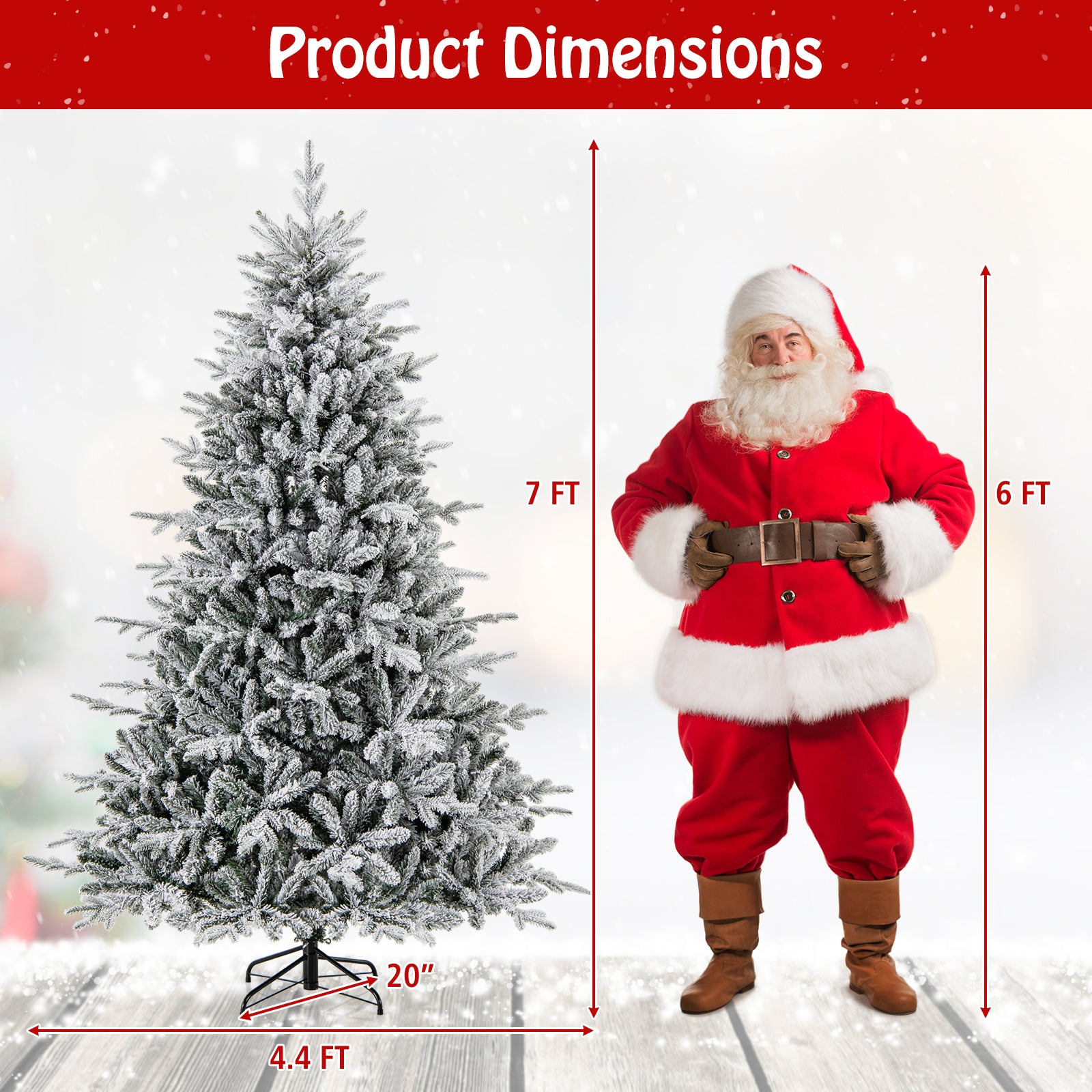 7 Feet Flocked Christmas Tree, 8 Lighting Modes, Multi-Color LED Lights, Green Christmas Tree at Gallery Canada