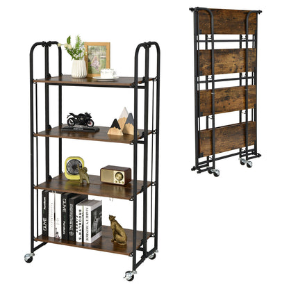 Foldable Rolling Cart, 4-Tier Storage Shelves For Kitchen Kitchen Islands & Carts at Gallery Canada
