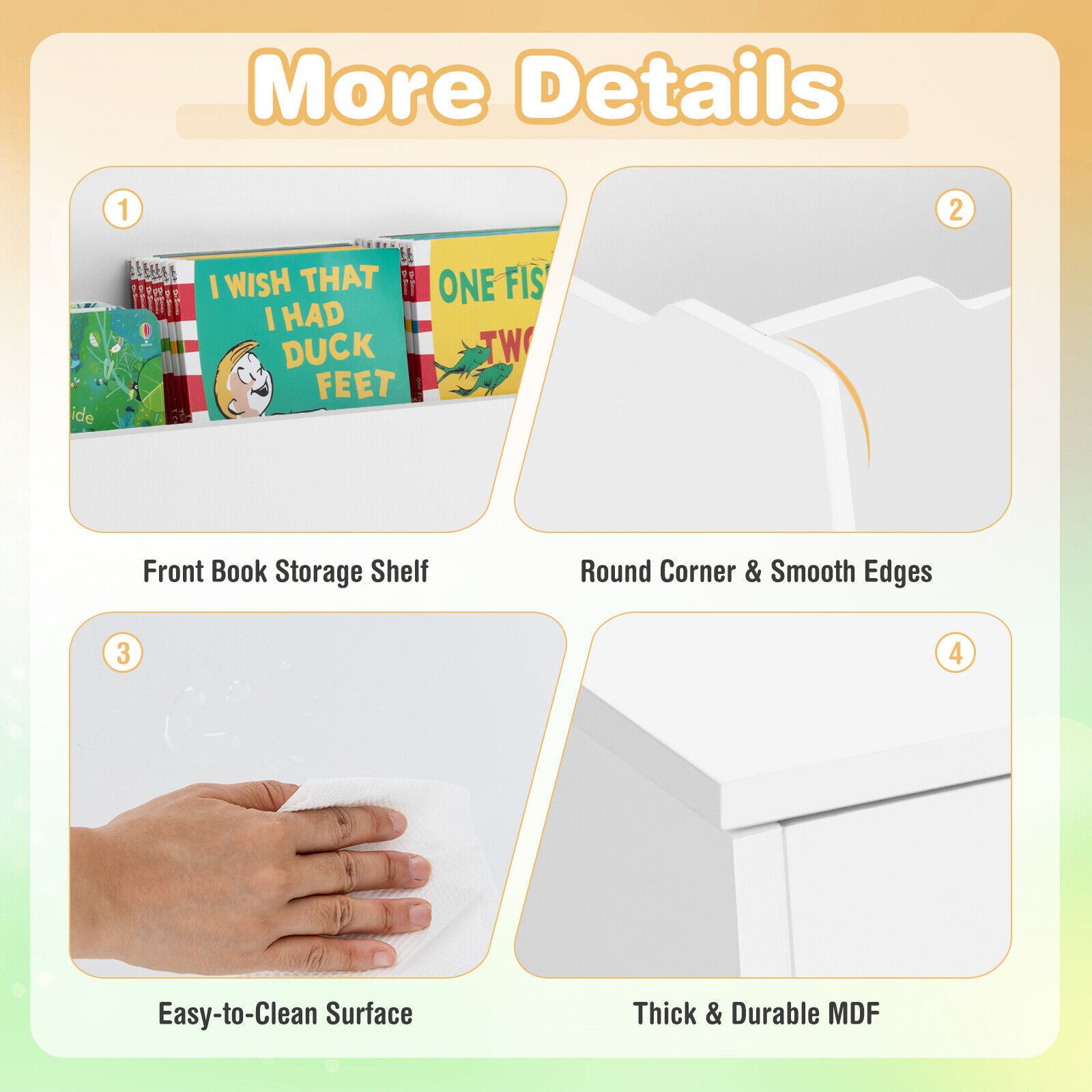 Wooden Mobile Toy Storage Organizer with Bookshelf and Lockable Wheels, White Kids Storage at Gallery Canada