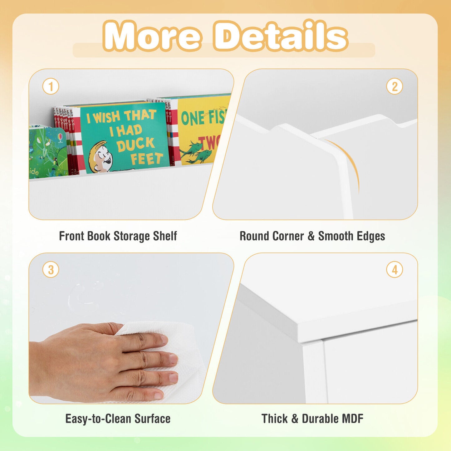 Wooden Mobile Toy Storage Organizer with Bookshelf and Lockable Wheels, White Kids Storage at Gallery Canada