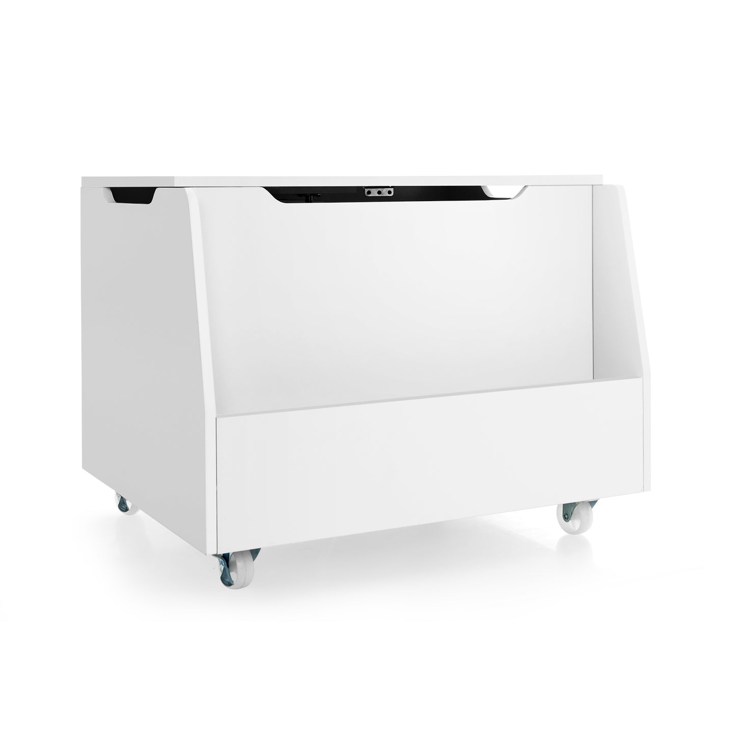 Wooden Mobile Toy Storage Organizer with Bookshelf and Lockable Wheels, White Kids Storage White at Gallery Canada