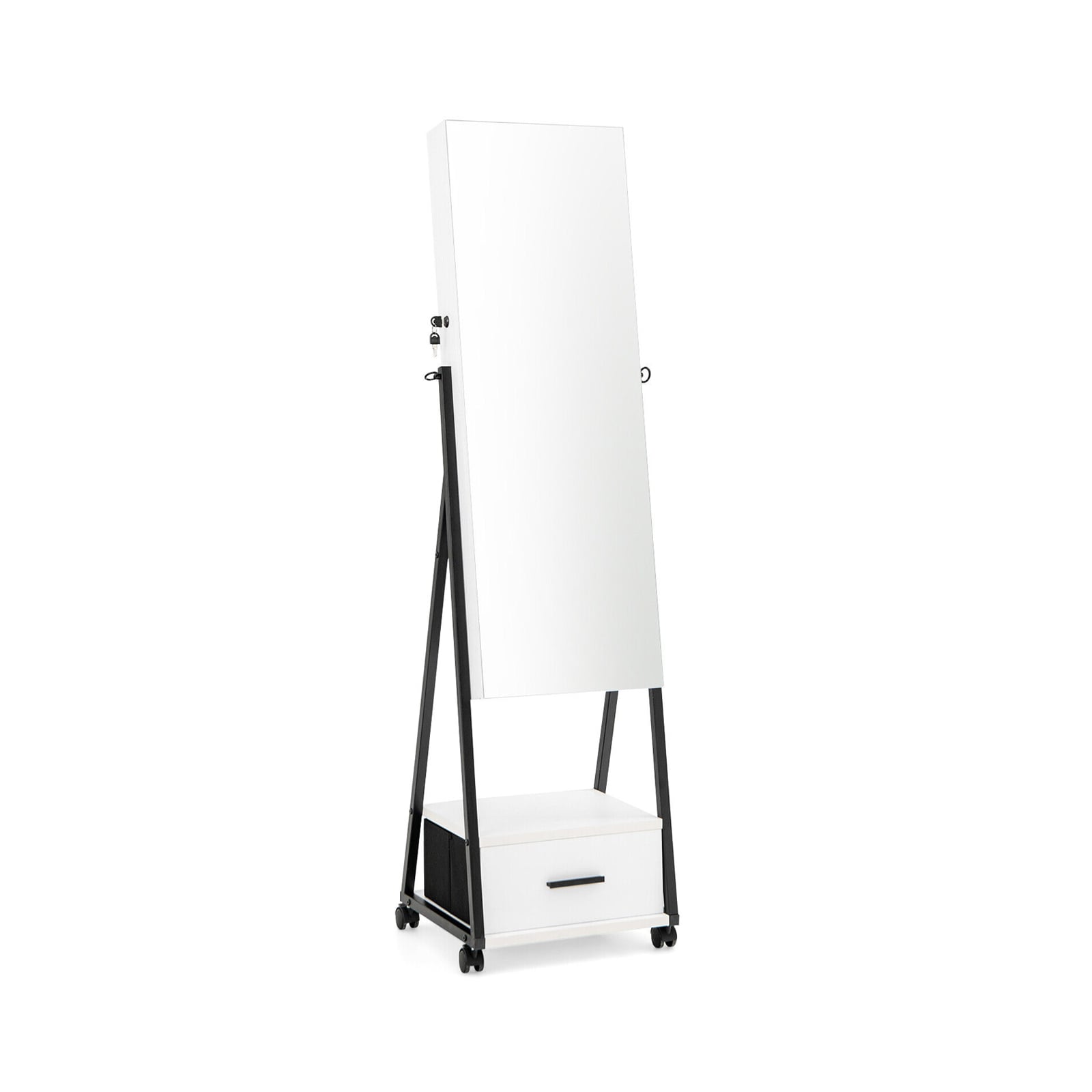 Jewelry Cabinet With Full-Length Mirror, White Jewelry Armoires White at Gallery Canada