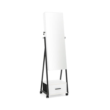 Jewelry Cabinet With Full-Length Mirror, White Jewelry Armoires White at Gallery Canada