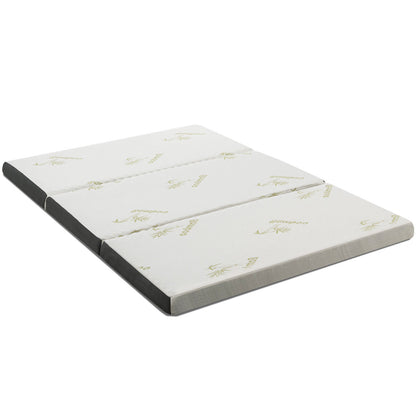 Queen 3 Inch Tri-fold Memory Foam Floor Mattress Topper Portable with Carrying Bag-M, White Mattresses M at Gallery Canada