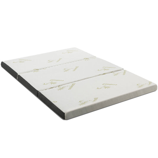 Queen 3 Inch Tri-fold Memory Foam Floor Mattress Topper Portable with Carrying Bag-M, White Mattresses M at Gallery Canada