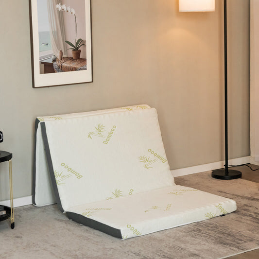 Queen 3 Inch Tri-fold Memory Foam Floor Mattress Topper Portable with Carrying Bag-S, White Mattresses S at Gallery Canada