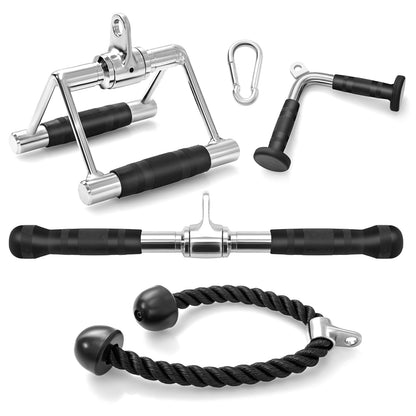 4-Piece Cable Machine Attachment Set for Home Gym Weights Accessories Black, Silver at Gallery Canada