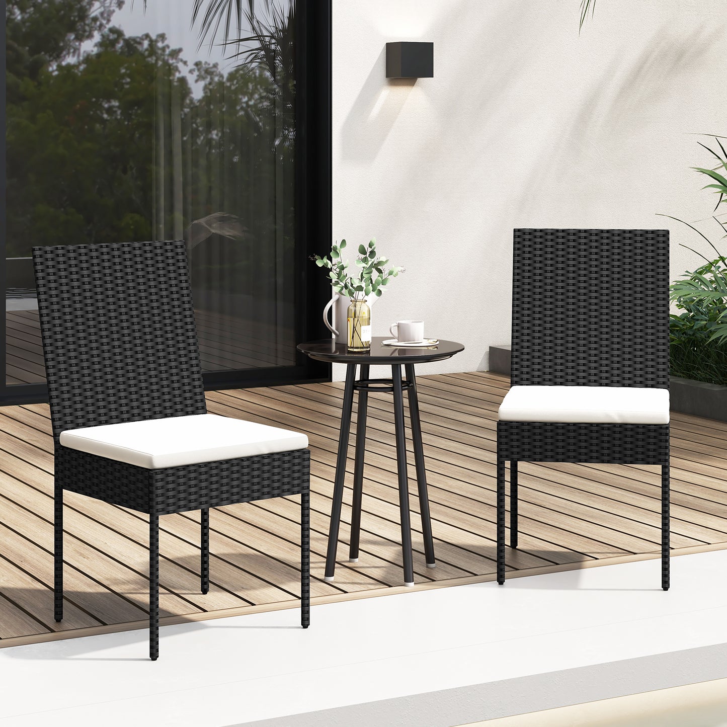 PE Wicker Patio Chairs Set of 2/4 with Cushions for Porch Deck Garden and Backyard-2 Pieces Patio Bar Furniture at Gallery Canada