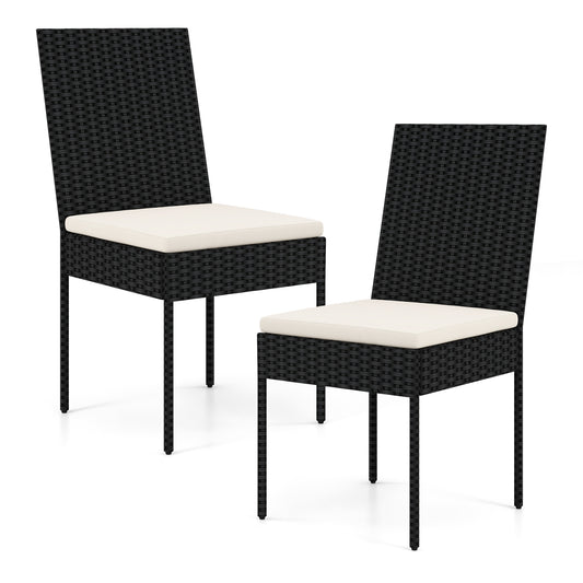PE Wicker Patio Chairs Set of 2/4 with Cushions for Porch Deck Garden and Backyard-2 Pieces Patio Bar Furniture Off White, Black at Gallery Canada